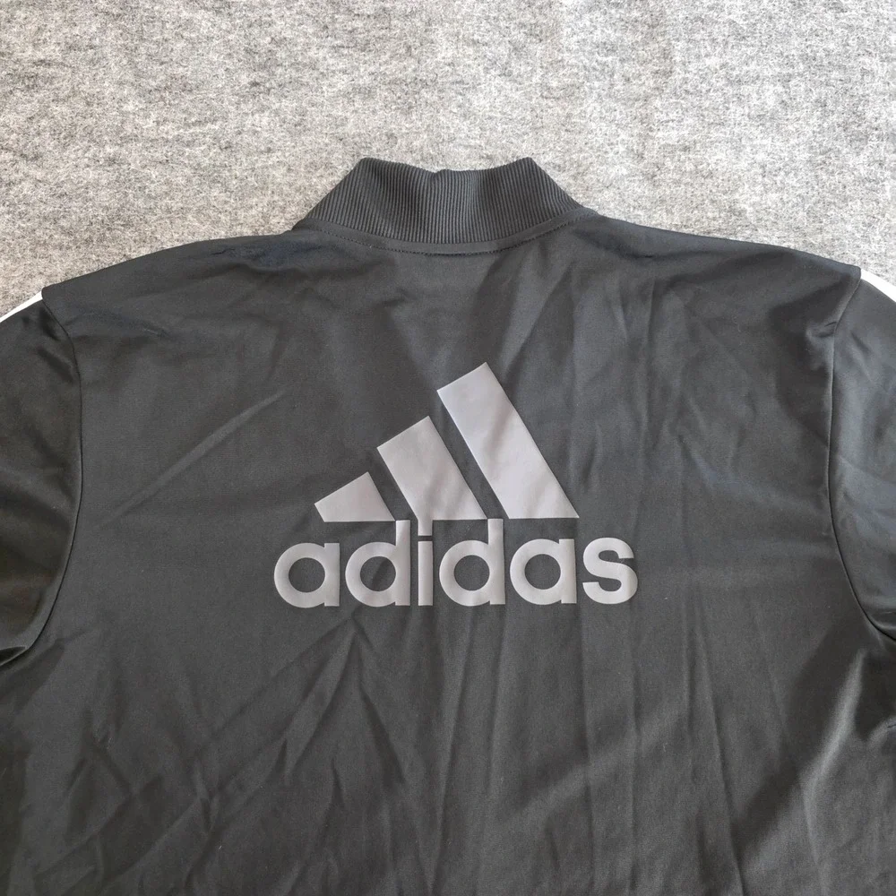 Adidas Track Jacket Mens XL Black White ID Tricot‎ Stadium 3 Stripe Athletic